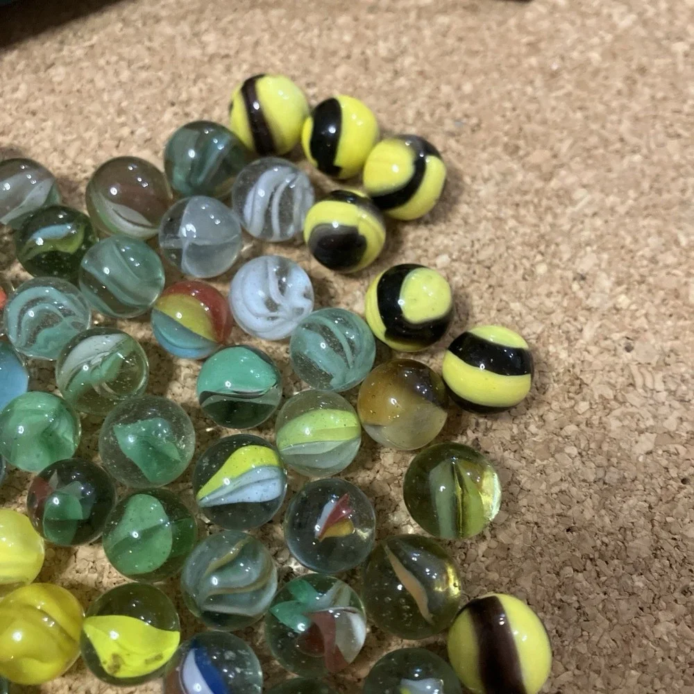 Vintage Mixed Marble Lot Plus Marble Pouch Shooters Steelies Cats Eye